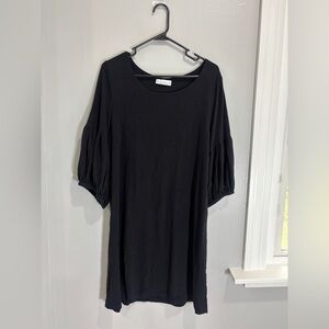 Bryn Walker Bamboo Organic Cotton Ballon Sleeve Tunic Dress Black Large